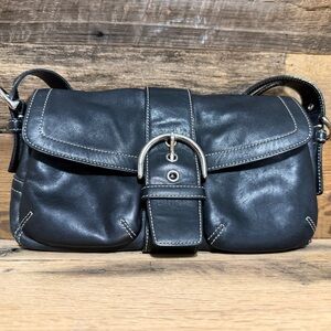 VINTAGE Coach Legacy Black Leather Shoulder Bag with Silver Hardware